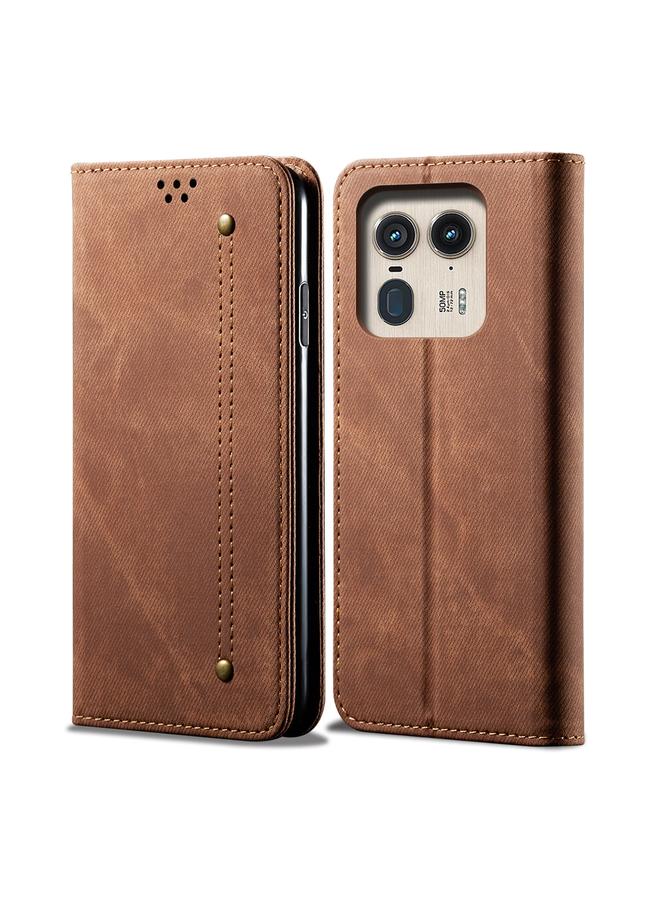 erorex Case For Motorola Edge 50 Ultra Denim Texture Flip Leather Phone Case - Image 1