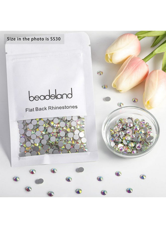 BEADSLAND - beadsland Flat Back Crystal Rhinestones Round Gems for Nail Art and Craft Glue Fix, CrystalAB (6.4-6.6mm) SS30/288pcs - Image 1