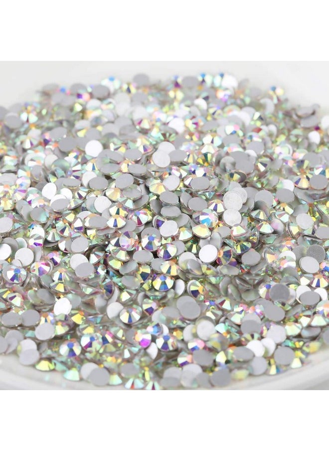 BEADSLAND - beadsland Flat Back Crystal Rhinestones Round Gems for Nail Art and Craft Glue Fix, CrystalAB (6.4-6.6mm) SS30/288pcs - Image 1