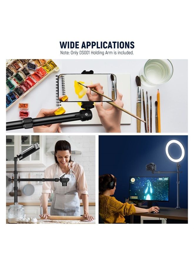 NEEWER Tabletop Overhead Camera Mount Arm, 11.8"-20"/30-51cm Telescopic Extension Arm for Desk Stand with Ball Head Mount 1/4" 3/8" 5/8" Screws for Webcam Camera LED Ring Light Microphone, DS001 - Image 5