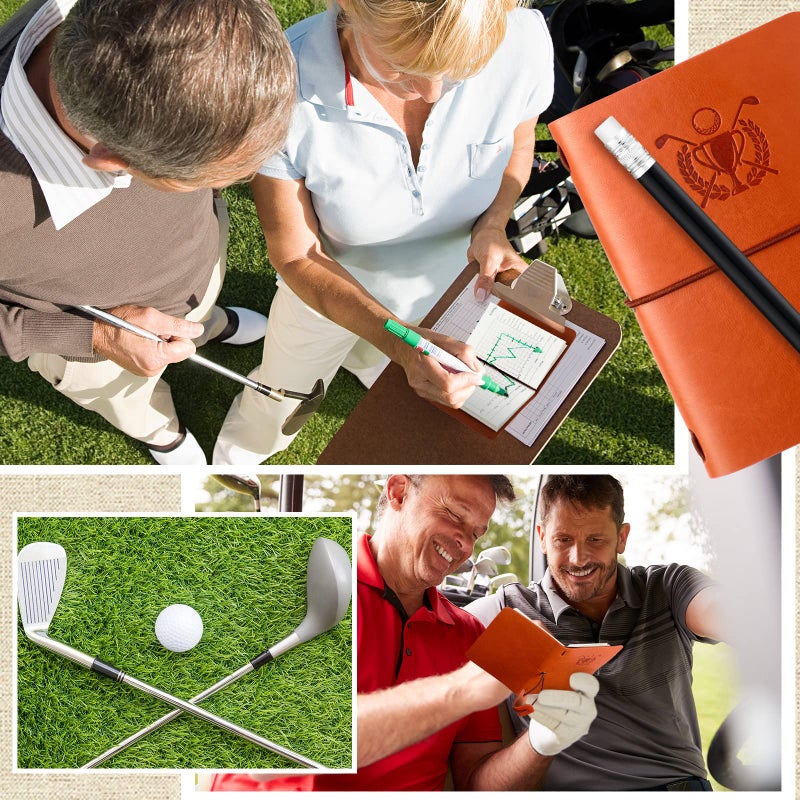 Yexiya Golf Scorecard Book With Pencil Leather Golf Journal Notebook Log Book Pocket Scorebook Gifts For Men Golfers  Sports And Outdoor Club Accessories(Light Brown) - Image 5