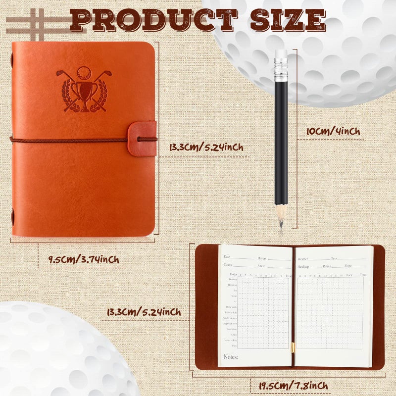 Yexiya Golf Scorecard Book With Pencil Leather Golf Journal Notebook Log Book Pocket Scorebook Gifts For Men Golfers  Sports And Outdoor Club Accessories(Light Brown) - Image 2