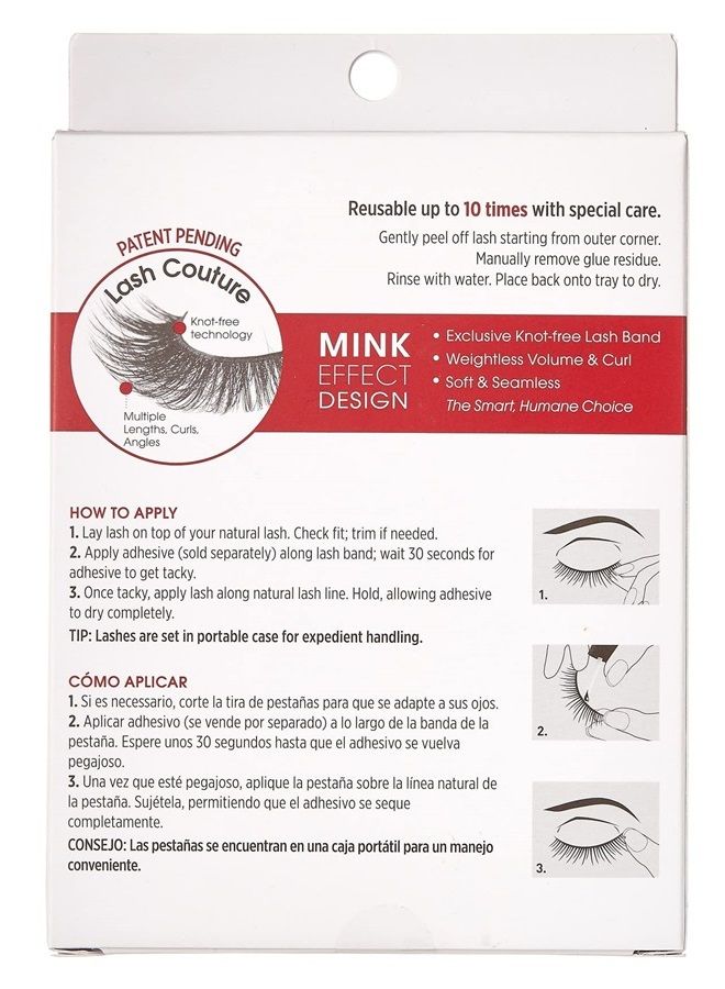 KISS Lash Couture Faux Mink False Eyelashes Multipack, Knot-Free Lash Band, Reusable, Contact Lens Friendly, Easy To Apply, Ultrafine, Tapered, Synthetic Fake Lashes, Style Little Black Dress, 4 Pairs - Image 4