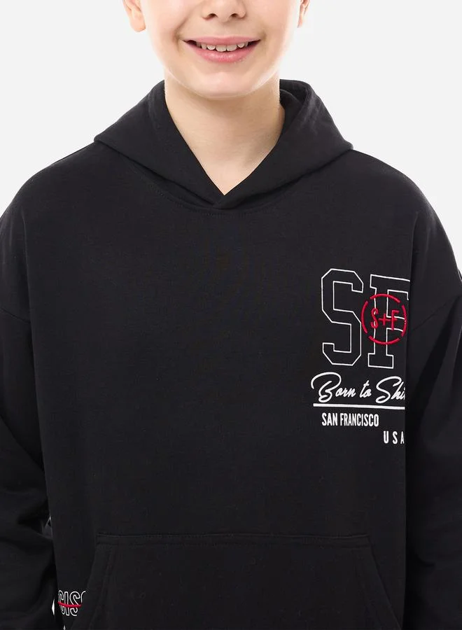 victor and jane Graphic Print Hoodie with Kangaroo Pocket by Styli
