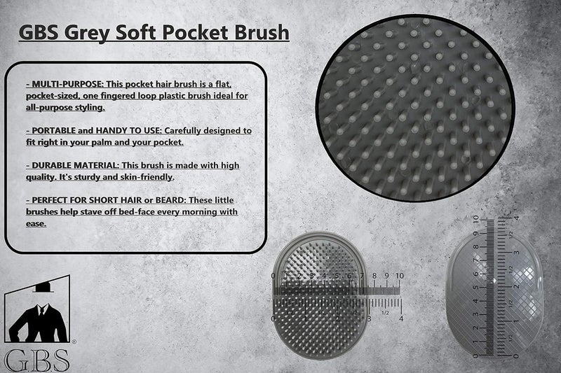 GBS Grey Pocket Palm Brush for Mens Women and Pets Grooming Grey Pack of 20 Made in the USA - Image 2