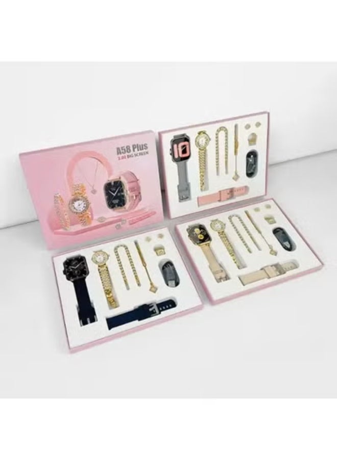 JAJEEK A58 Plus Smart Watch Combo Gift Set for Women – Elegant Quartz Watch & Fitness Tracker with Heart Rate Monitor, Step Counter, Stylish Design – Perfect for Daily Wear, Fitness & Special Gifting  - Image 2