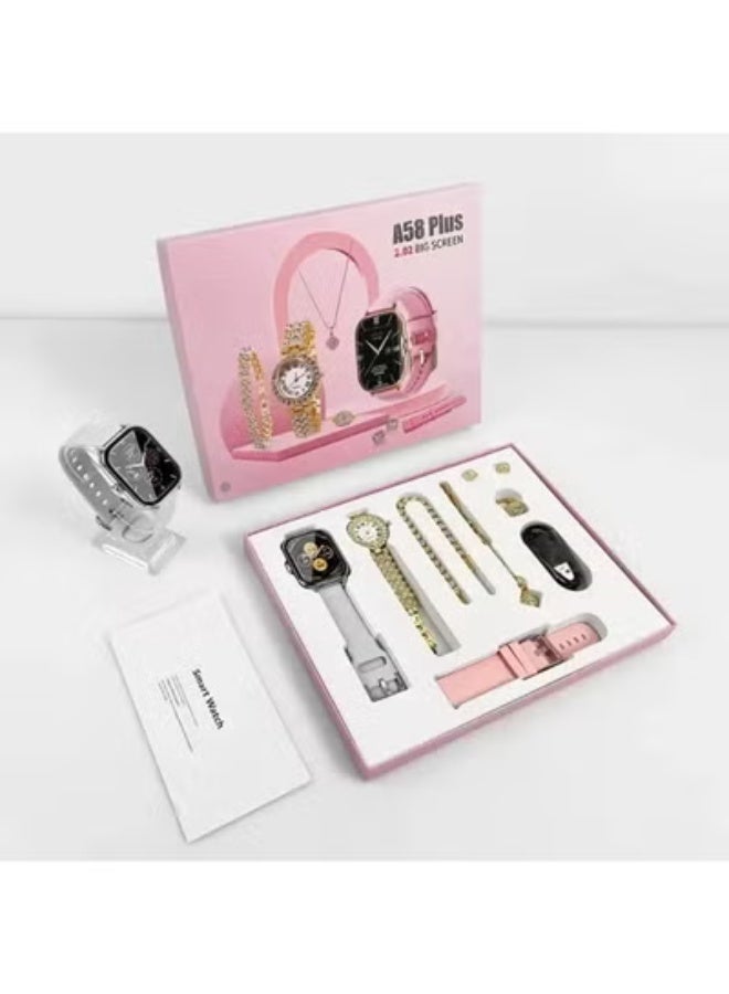 JAJEEK A58 Plus Smart Watch Combo Gift Set for Women – Elegant Quartz Watch & Fitness Tracker with Heart Rate Monitor, Step Counter, Stylish Design – Perfect for Daily Wear, Fitness & Special Gifting  - Image 3