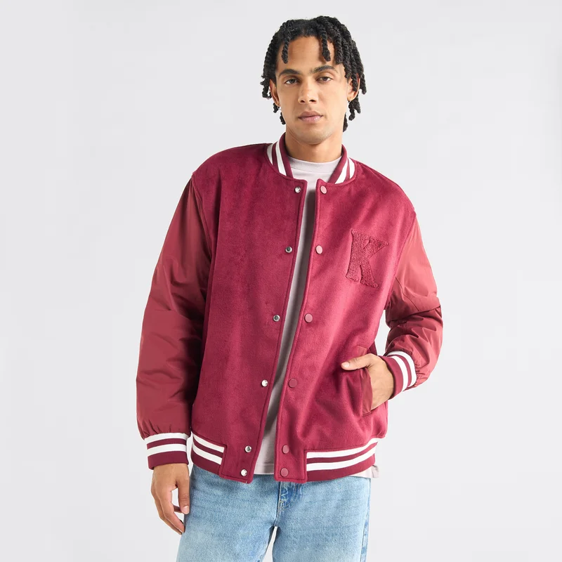 Splash FAV Varsity Applique Detail Button Through Jacket with Pockets
