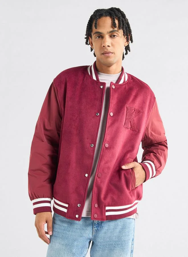 Varsity Applique Detail Button Through Jacket with Pockets