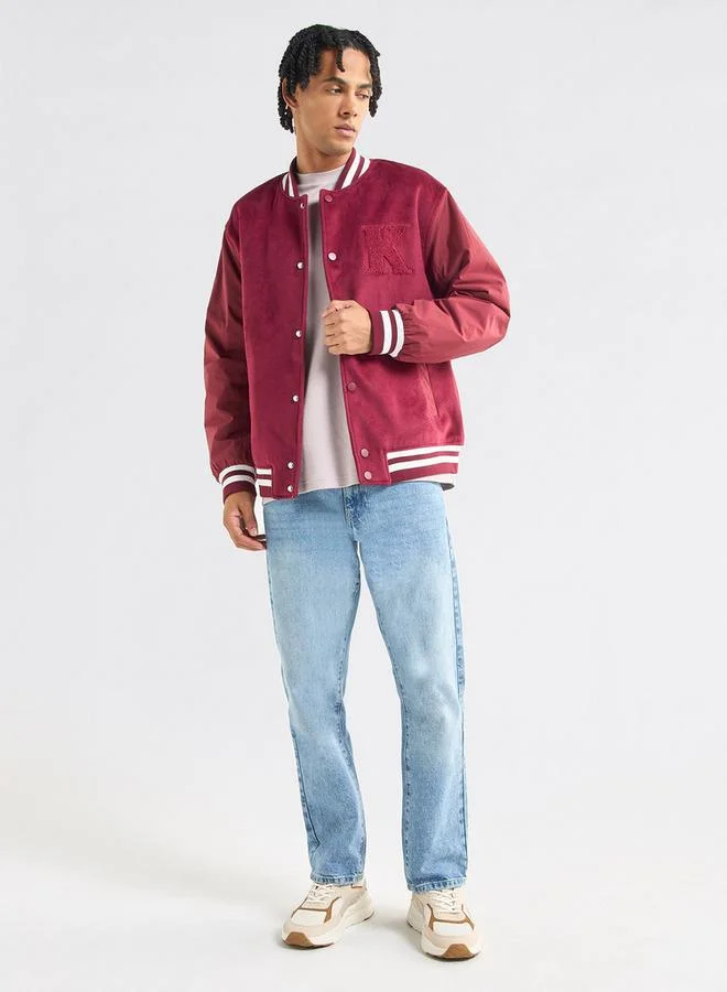 Splash FAV Varsity Applique Detail Button Through Jacket with Pockets