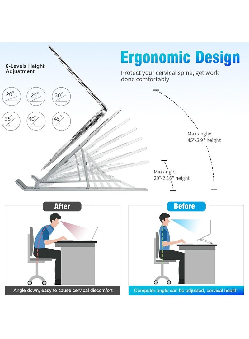 General Laptop Stand for Desk, Adjustable Laptop Riser ABS+Silicone Foldable Portable Laptop Holder, Ventilated Cooling Notebook Stand for MacBook Pro Air, Lenovo, Dell, HP, Laptops,Tablet  - Image 3