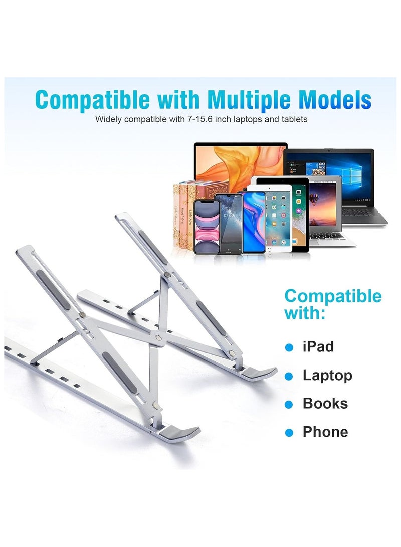 General Laptop Stand for Desk, Adjustable Laptop Riser ABS+Silicone Foldable Portable Laptop Holder, Ventilated Cooling Notebook Stand for MacBook Pro Air, Lenovo, Dell, HP, Laptops,Tablet  - Image 4