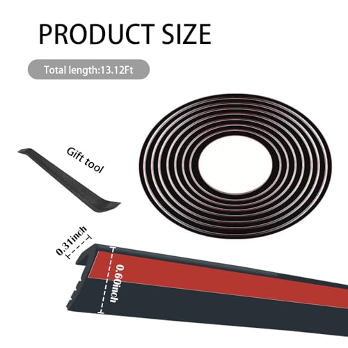 Figpade 13Ft Car Window Weather Stripping with Adhesive Backing,V-Shape Soundproof Car Weather Window Seal Strip with Trim Removal Tool,Universal Rubber Seal Strip Car Accessories - Image 2