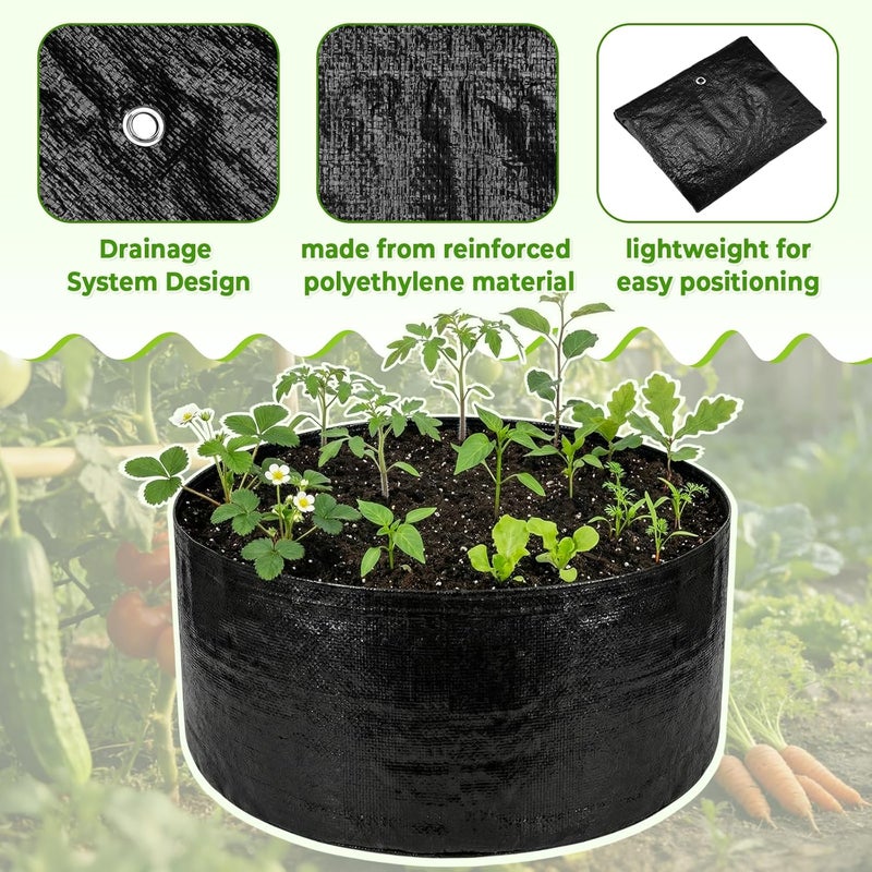 Teecyhooo 4 Pack 2 x 2 x 1 ft Round Fabric Galvanized Raised Garden Bed Liner Raised Garden Bed Liner Bag with Drainage Holes Heavy Duty Planter Pots Gardens Box for Outdoor Plants Growth Vegetables - Image 3