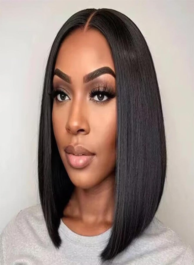 ISEE Hair M Cap 9x6 Bob Wig Human Hair Glueless Wigs Pre Plucked Pre Cut HD Lace Front Glueless Wigs Human Hair 180% Density Short Straight Bob Wigs for Black Women 10 inch - Image 1