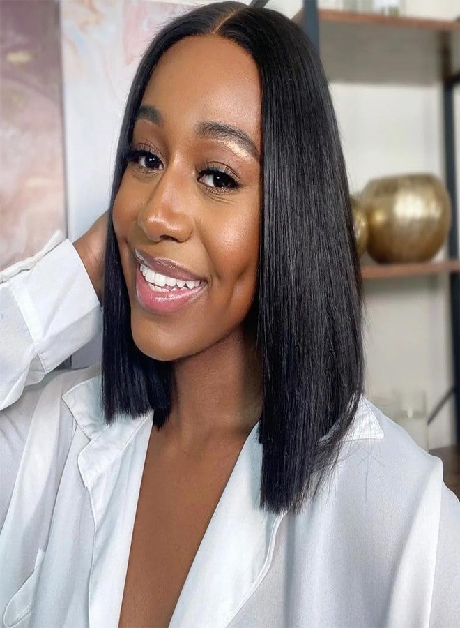 ISEE Hair M Cap 9x6 Bob Wig Human Hair Glueless Wigs Pre Plucked Pre Cut HD Lace Front Glueless Wigs Human Hair 180% Density Short Straight Bob Wigs for Black Women 10 inch - Image 3