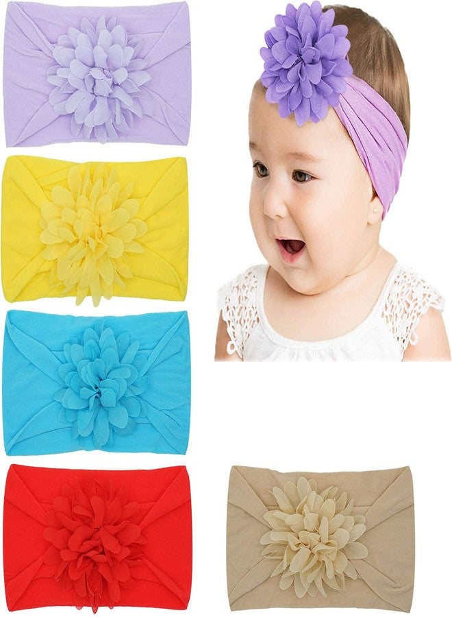 WHISKET Flower Baby Girls Headbands Soft Elastic Nylon Hairbands Hair Bow Hair Accessories for Newborn Infant Toddler Girls Kids (4) - Image 4