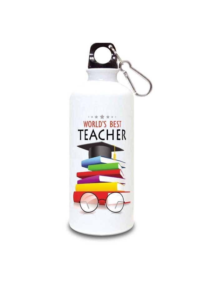 exciting Lives زجاجة شرب مثيرة - أفضل معلم - هدية لعيد الميلاد، يوم المعلم، هدية للأستاذ، المعلم، المرشد، السيد، السيدة، ماما - معدنية، 600 مل، بيضاء - Image 1