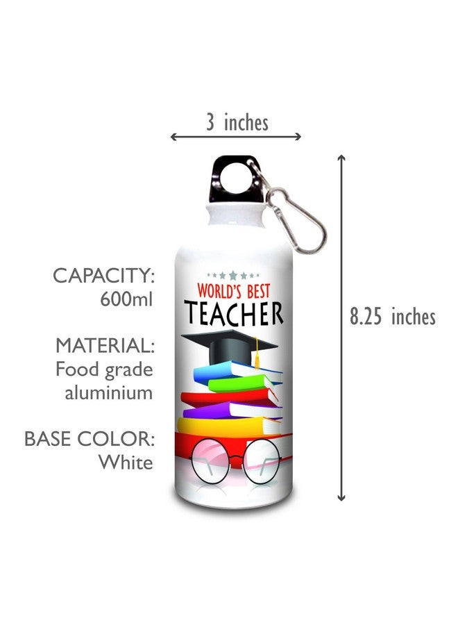 exciting Lives زجاجة شرب مثيرة - أفضل معلم - هدية لعيد الميلاد، يوم المعلم، هدية للأستاذ، المعلم، المرشد، السيد، السيدة، ماما - معدنية، 600 مل، بيضاء - Image 2