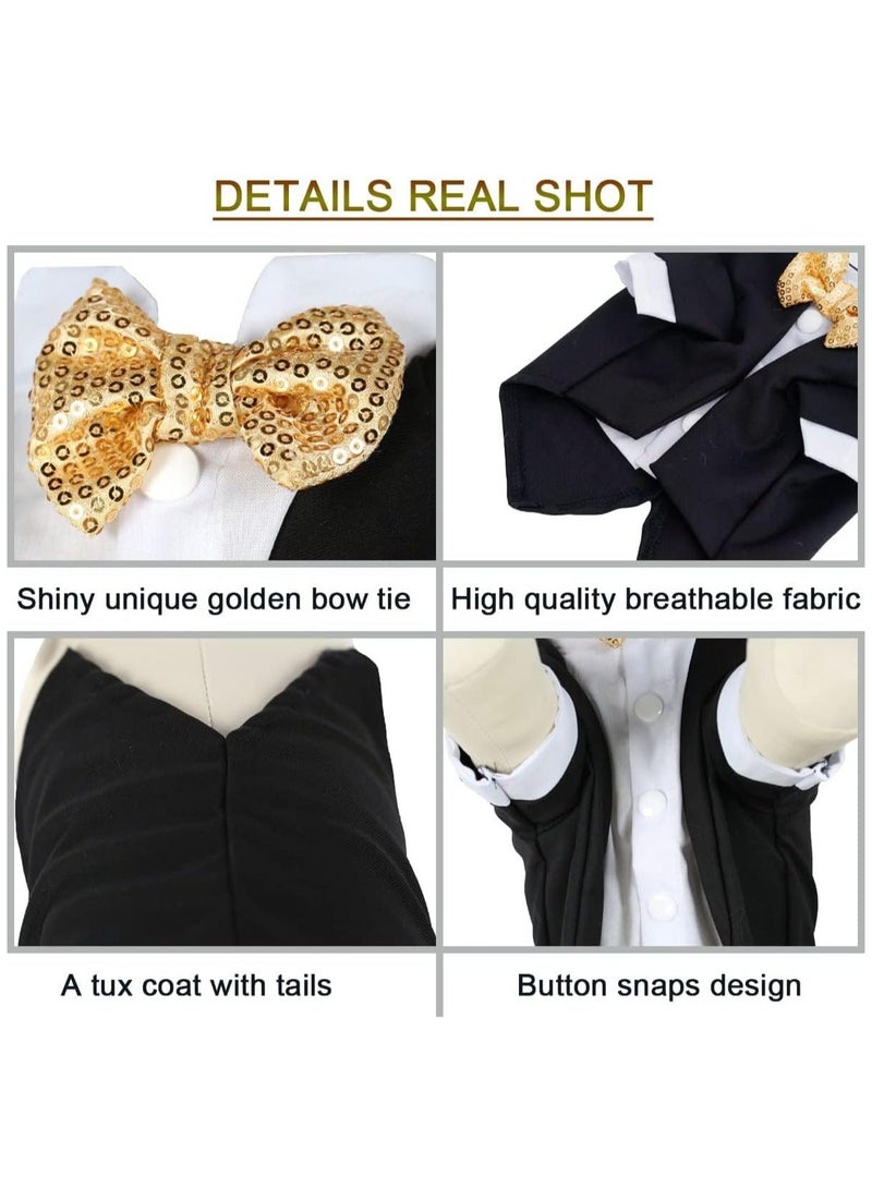 Dog Tuxedo Formal Dog Clothes Shirt Costume Wedding Attire Party Bow Tie Suit Dog Outfit for Small Medium Large Dogs Cats Pet Costumes Birthday Puppy Clothing Apparel (M) - Image 3
