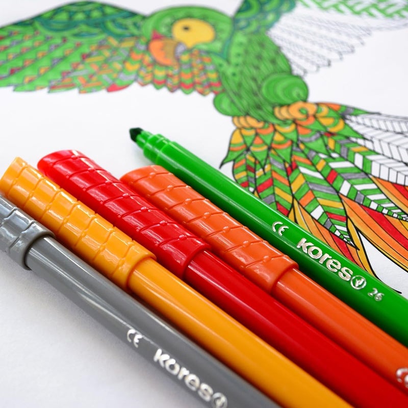 Kores - Korellos 12 Coloured Felt Tip Pens for Kids and Adults with Tapered Tip, Washable and Durable, School Supplies Set of 12 Different Colours - Image 3