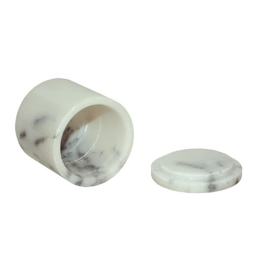 Little eXtra Marble Mason Jars with Lid, White and Brown- Round Small Jars Ideal for Food Storage, Dry Fruit Container, Salt and Pepper Cellar Box (Pack of 2) - Image 5