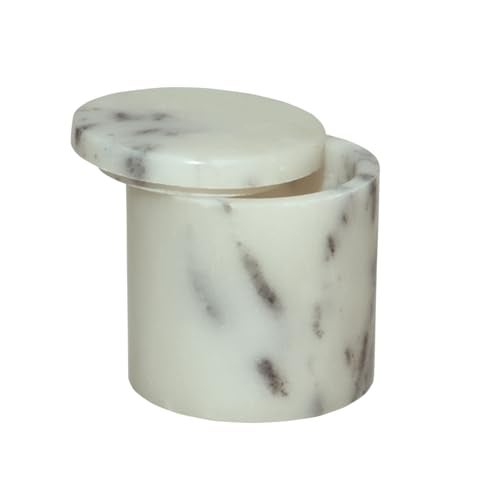 Little eXtra Marble Mason Jars with Lid, White and Brown- Round Small Jars Ideal for Food Storage, Dry Fruit Container, Salt and Pepper Cellar Box (Pack of 2) - Image 4
