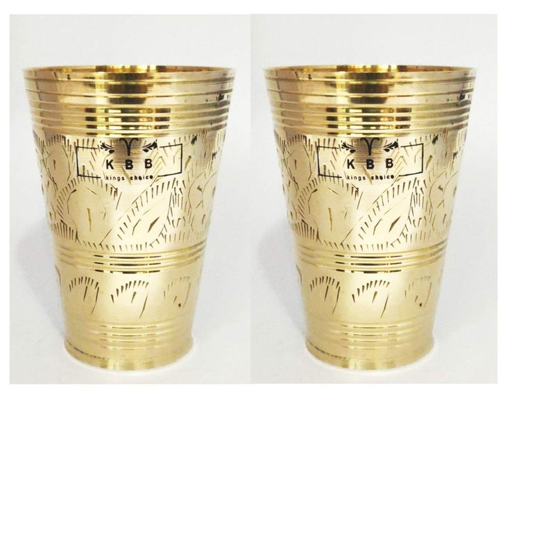 KBB HANDWORKED Design Brass Glass JAPANI 18 NO 400 ml KBBP2069 Pack of 2 - Image 1