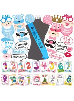 WOBBOX Wobbox Baby Shower Decoration Items| Baby Shower Ceremony Photo Booth Props for Photoshoot, Milestone Crad& Mom to Be Sash, Godh Bharai Ceremony Decoration Kit-(FP649)  - Image 1