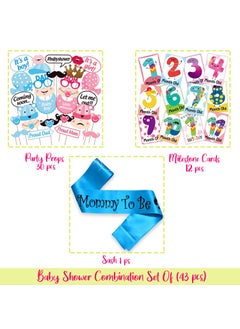 WOBBOX Wobbox Baby Shower Decoration Items| Baby Shower Ceremony Photo Booth Props for Photoshoot, Milestone Crad& Mom to Be Sash, Godh Bharai Ceremony Decoration Kit-(FP649)  - Image 2