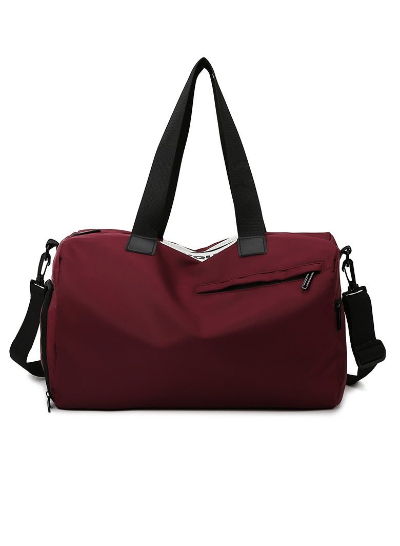 إسكدنيا Basics Large Capacity Nylon Luggage Bag Travel Bag Duffel Bag Wine Red/Black