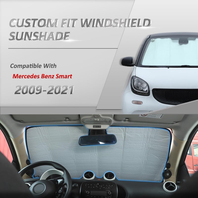 JONKOKO Car Windscreen Parasol & Car Sun Shade Full Window Shades for Benz Smart 2009-2021, UV Rays Sun Visor Protector (for Windscreen C) - Image 3