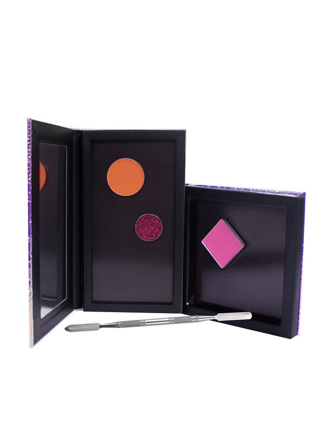Fendy Leopard Empty Makeup Magnetic Palette With Spatula And Metal Stickers 2Pcs Palettes Set 18 Colors And 9 Colors Empty Magnetic Makeup Palette (Fish Scales) - Image 3