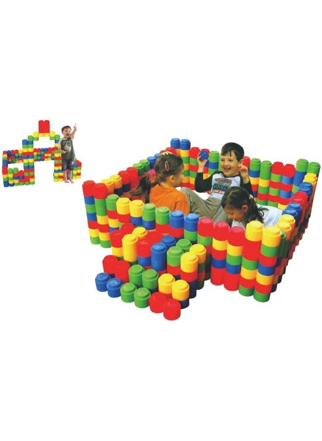 Rainbow Toys RBW TOYS Jumbo Puzzle Blocks For Kids Colorful Building Set 130 PC Plastic Multi Colored Blocs Large Size Great for Kids & Toddlers  - Image 1