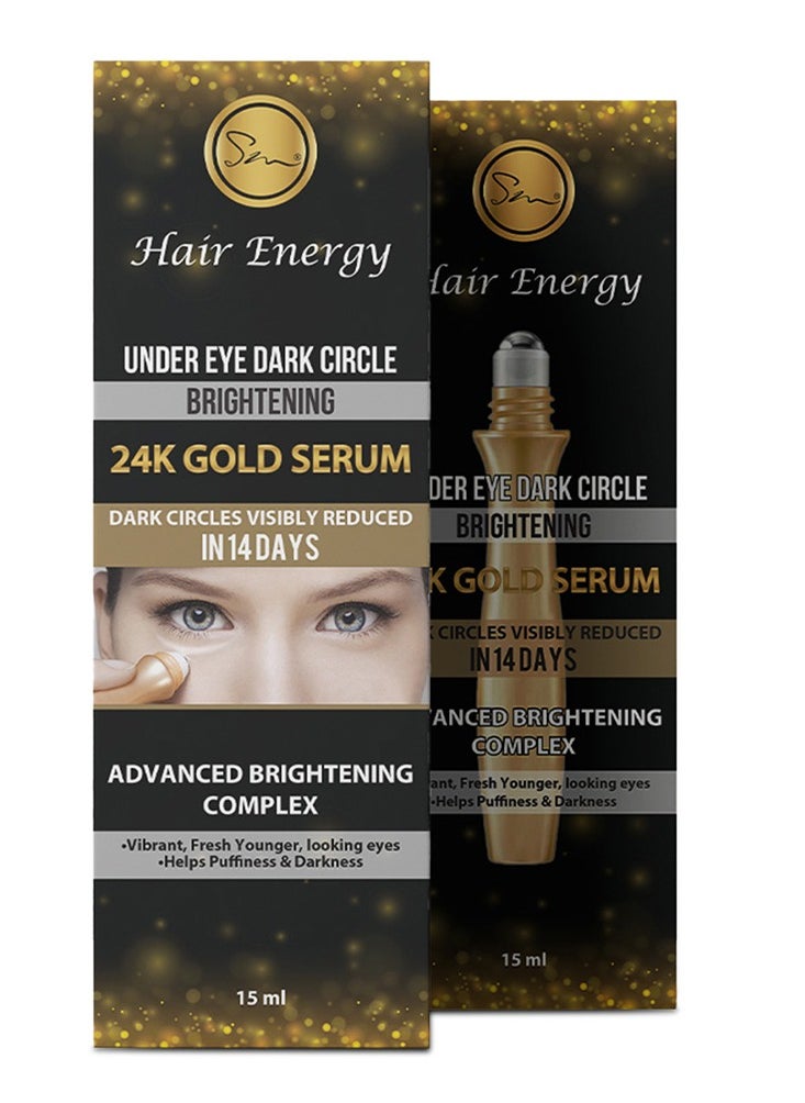 Hair Energy - Under Eye Dark Circle Brightening 24K Gold Serum | 24K Gold Infused | Reduces Dark Circles | Prevents Further Darkening | Niacinamide & Shea Butter | 15ml - Image 1