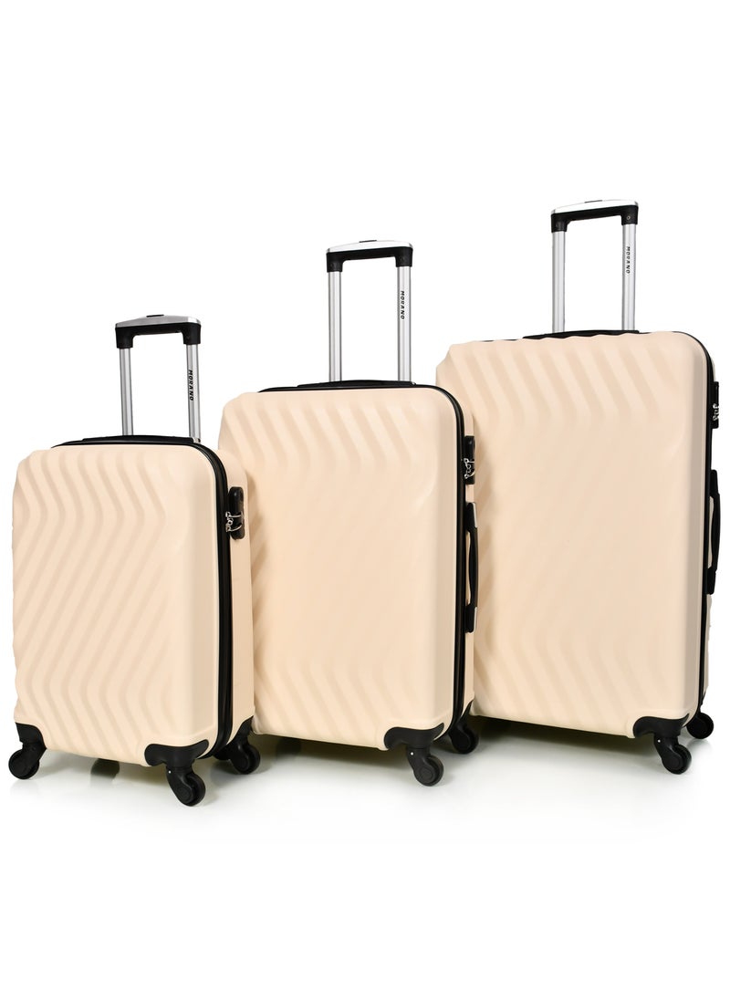 MORANO 3-Piece Women Morano Travel Luggage Trolley Set Beige Size 28''-24''-20'' Inches  - Image 1
