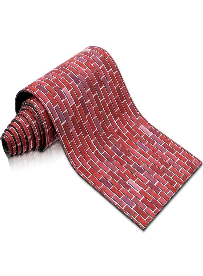 Marspark Christmas Village Accessories 5 x 50 Inch Christmas Miniature Road Village Street Mat Xmas Snow Street Decorations for Little Landscape(Red Brick Style) - Image 1