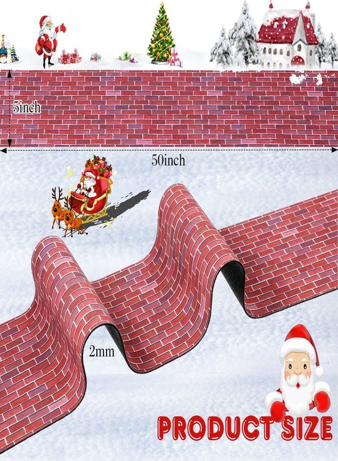 Marspark Christmas Village Accessories 5 x 50 Inch Christmas Miniature Road Village Street Mat Xmas Snow Street Decorations for Little Landscape(Red Brick Style) - Image 2