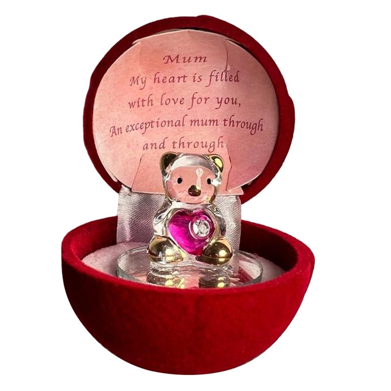 Glass Bear in Gift Box for a Special Mum Through and Through  Gift for Mother  Mummy  Mothers Day  Gift for Mum from Daughter or Son