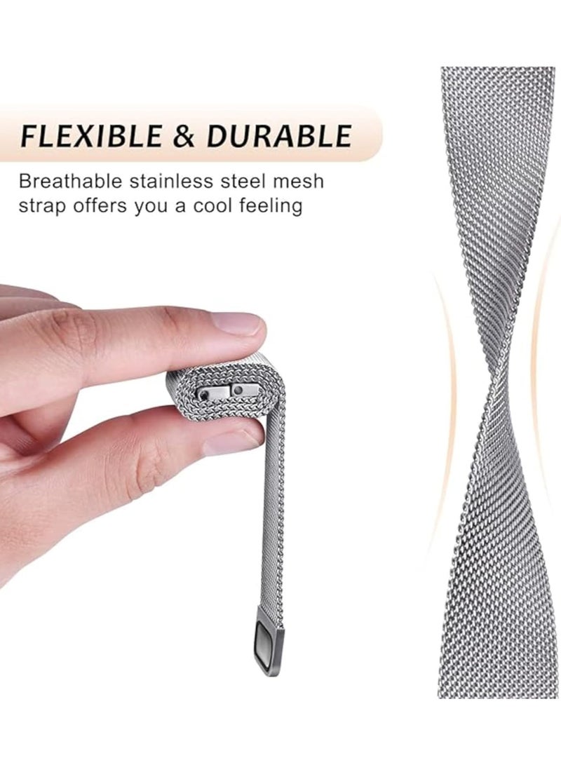 Stainless Steel Magnetic Strap Replacement for Huawei Watch GT5 46mm/GT5 PRO 46mm/Watch 4 46mm,Milanese Band Compatible with Xiaomi Redmi Watch 5 Active/5 Lite,Silver - Image 4