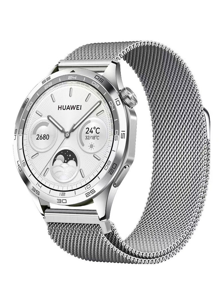 Stainless Steel Magnetic Strap Replacement for Huawei Watch GT5 46mm/GT5 PRO 46mm/Watch 4 46mm,Milanese Band Compatible with Xiaomi Redmi Watch 5 Active/5 Lite,Silver - Image 1