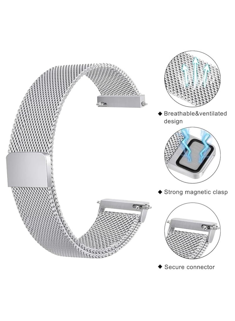 Stainless Steel Magnetic Strap Replacement for Huawei Watch GT5 46mm/GT5 PRO 46mm/Watch 4 46mm,Milanese Band Compatible with Xiaomi Redmi Watch 5 Active/5 Lite,Silver - Image 3