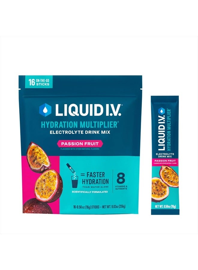 Liquid I.V. ® Hydration Multiplier® - Passion Fruit - Hydration Powder Packets | Electrolyte Powder Drink Mix | Convenient Single-Serving Sticks | Non-GMO | 12 Pack (192 Servings)  - Image 1