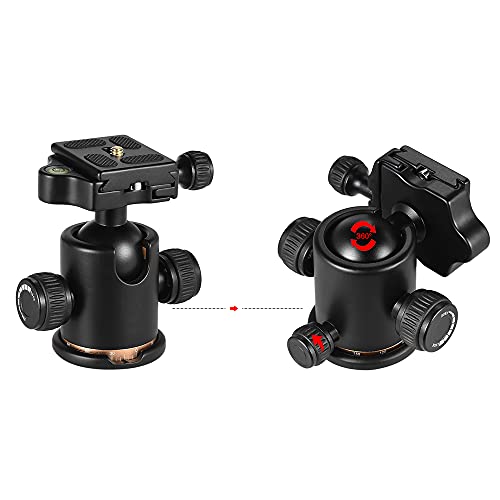 Andoer Tripod Ball Head, 360 Degree Rotating Panoramic Ball Head with Quick Release Plate 1/4 to 3/8 Screw Adapter Max 8kg/17.64lbs for Tripod Monopod Slider DSLR Camera - Image 4