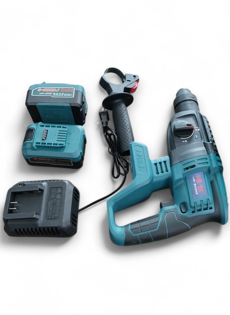 Generic Cordless wall drill kit with 21V power and 26mm chuck size in blue and black colors ideal for wall drilling and screw driving heavy-duty wireless drill with rechargeable battery variable speed LED lighting and customizable settings for versatile home use perfect for maintenance home improvement cordless electric drill portable drill rechargeable multifunction electric drill  - Image 1