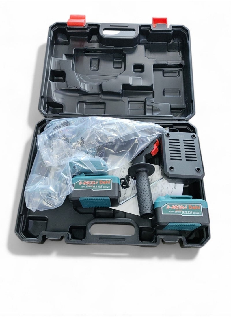 Generic Cordless wall drill kit with 21V power and 26mm chuck size in blue and black colors ideal for wall drilling and screw driving heavy-duty wireless drill with rechargeable battery variable speed LED lighting and customizable settings for versatile home use perfect for maintenance home improvement cordless electric drill portable drill rechargeable multifunction electric drill  - Image 3