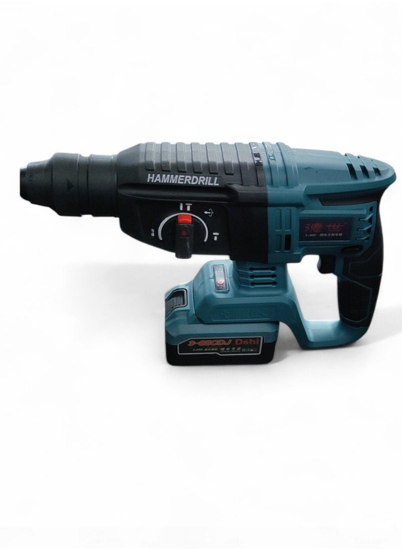 Generic Cordless wall drill kit with 21V power and 26mm chuck size in blue and black colors ideal for wall drilling and screw driving heavy-duty wireless drill with rechargeable battery variable speed LED lighting and customizable settings for versatile home use perfect for maintenance home improvement cordless electric drill portable drill rechargeable multifunction electric drill  - Image 2