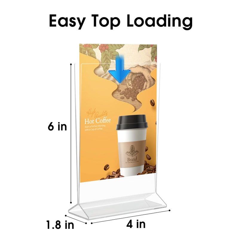 MaxGear Acrylic Sign Holder Table Card Display 4 X 6 inches Clear Sign Display Holder Plastic Table Menu Stand Double Sided Ad Picture Frame for Office, Home, Store, Restaurant, 12 Pack - Image 2