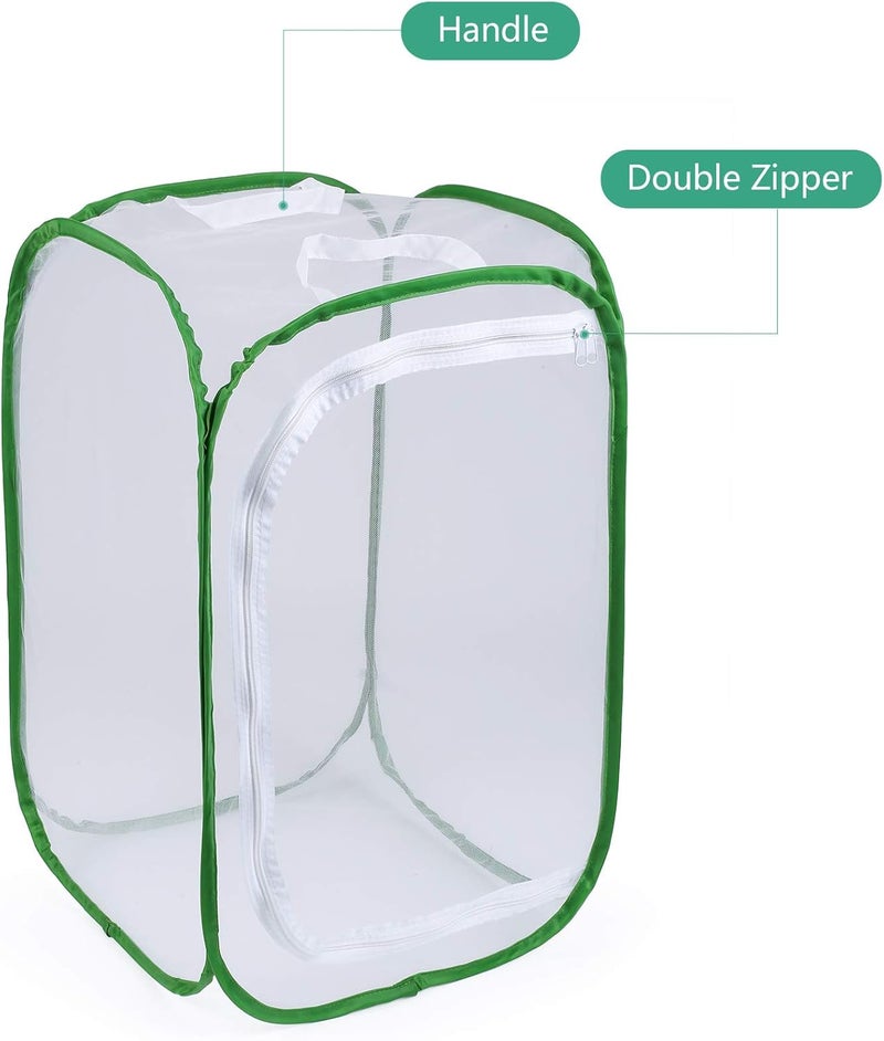 RESTCLOUD 23.6" Large Butterfly Habitat Insect Cage Caterpillars Enclosure Pop-up Clear View 6 Mesh Panels 15.7 x 15.7 x 23.6 Inches Tall - Image 2