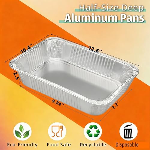 Benestanti 9x13 Inch Aluminum Pans (40 Pack) – Disposable Half-Size Foil Pans, Deep Tin Foil Pan, Disposable Baking Pans for Cooking, Heating, Storing & Prepping Food, Steam Table Deep Trays, Oven-Safe - Image 3